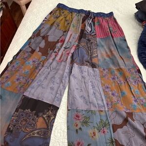 NWT Colorful Patchwork Wide-Leg Pants